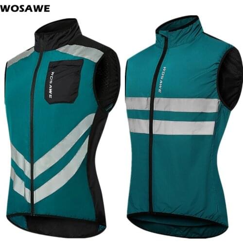 WOSAWE Reflective Cycling Vest Men Sleeveless Windproof Sports Ciclismo Jersey MTB Road Bike Bicycle Clothing Coat Cycle Clothes
