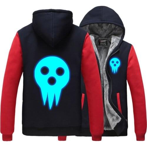 Anime Soul Eater MAKA ALBARN Coat hooded hoodie feece jacket Cardigan Soul Eater Black Star thick Noctilucent hoodie jacket