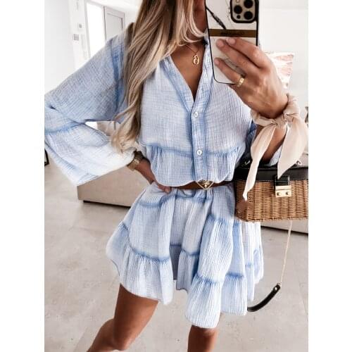 Summer Autumn Elegant Button Women Dress Sexy V-Neck Straight Ruffle Beach Dresses Vestidos Ladies