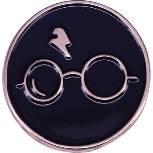 Iconic glasses and lightning bolt scar brooch Great for adding some magic to clothing and bags