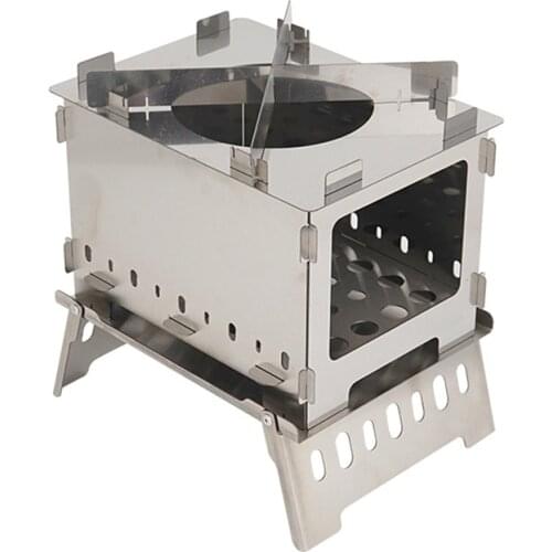 1 Set Folding Outdoor Camping Barbecue Wood Stove Lightweight Windproof Hiking Picnic Cooking Burner Barbecue Grill