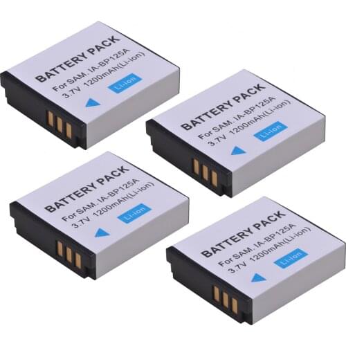 4pcs 1200mAh IA-BP125A IA BP125A BP125A Rechargeable Camera Battery for Samsung HMX-QF20 HMX-QF30 HMX-QF300 HMX-M20 HMX-Q10 Q1