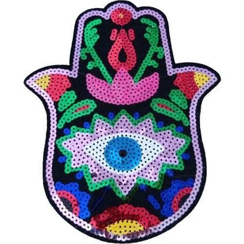 Sequined Hand Patch Iron On Colorful Eyeball Sticker Patch