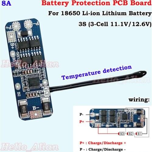3S Cell 8A 11.1V Li-ion 18650 Lithium Battery BMS Circuit PCB Protection Board