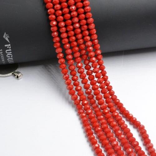 4mm Czech Faceted Crystal Football Beads Red Color Glass Round Crafts Beads for Jewelry Making 140pcs Lot Wholesale