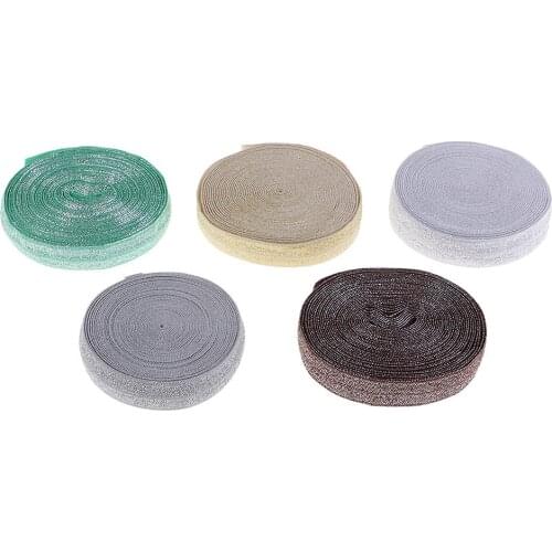 5 Yards Glitter Fold Over Elastic Trim DIY Crafts Project Sewing Accessories