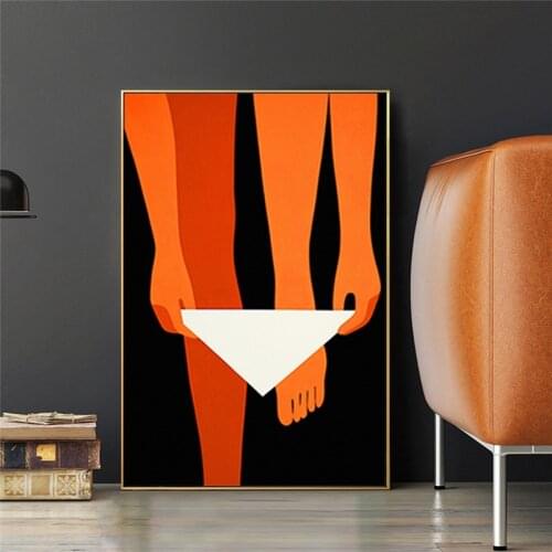 Abstract Sexy Woman Briefs Wall Art Poster Modern Fashion Minimalism Canvas Painting Trendy Pictures for Girl Bedroom Decor