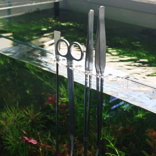 Aquarium Accessories Acrylic Transparent Hanger Clamp Clip For Stainless Aquatic Curve Straight Tweezers Curved Scissors AT012