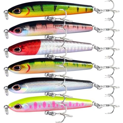 ALEURRE 1Pcs Vibration Stick Pencil Fishing Lure 7.5cm 9g Hard Plastic Crankbait Wobbler Artificial Bait 6# Hooks Tackle Pesca