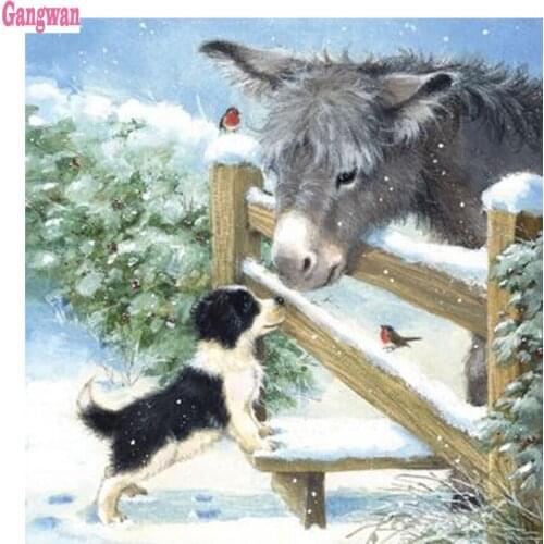 Dog Donkey 5D diy diamond paintings farm Landscape embroidery pattern full square round cross stitch mosaic wall decoration