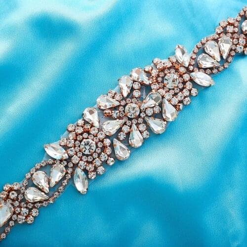 Applique Costume Wide Pearl Accessories Handmade Gold Silver Crystal Rhinestone Wedding Dresses Bridal Beaded S138