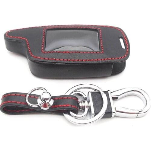 New arrival A9 LCD Remote Controller Keychain Leather Cover For Two Way Car Alarm StarLine A6 A9 A8 A4 Key Case Holder