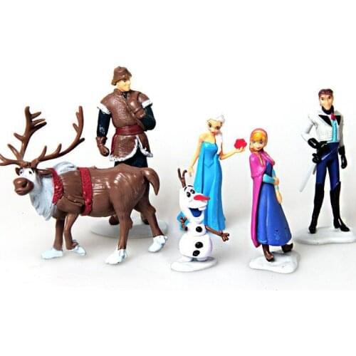 6pcs/lot Disney children cartoon doll Frozen Big Adventure Character Doll Hand Else Cake Decoration Toy Doll lAnna princess