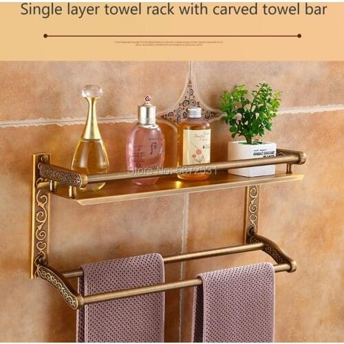 European Towel rack antique bathroom toilet multi-functional double shelf wall hanging bathroom pendant