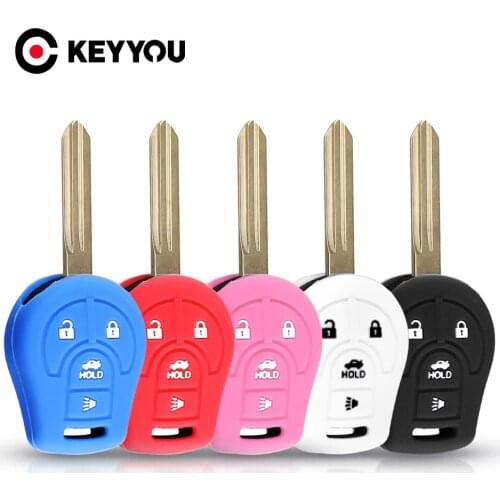 KEYYOU 10X 3 Button Silicone Car Key Case For Nissan Sylphy Cube Juke Rogue Micra Qashqai Altima Maxima Sentra Versa Key Shell