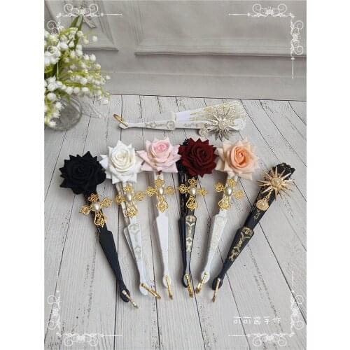 Handmade Lace Gold Stamping Folding Fan Cosplay Rose Flower Wedding Gorgeous Gothic Lolita Tea Party Exhibition Photo Props Gift