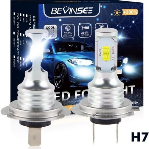 Bevinsee H7 LED Motorcycle Lamps Bulbs 6500K 100W 1500LM H11 9005 Headlishts LED Motor Fog Lights For Honda Kawasaki Ninja 2PCS