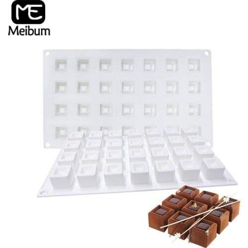 Meibum 28 Cavity Rubiks Cube Cake Silicone Mold DIY Mousse Dessert Mould Chocolate Fondant Pastry Pan Decorating Baking Tools