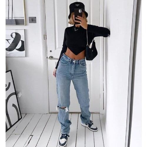 2020 Fashion Womens Irregular Open Back T-shirt Autumn New Sexy All-match Backless Lace Up Solid Color Cropped Top Stylish Tees