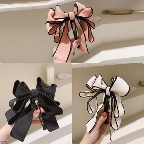 Fashion 2021 New Korea Style Sweet Hairpin Cute Ribbon Bow Imitation Pearl Banana Hair Clip Women Fashion Hair Accessories