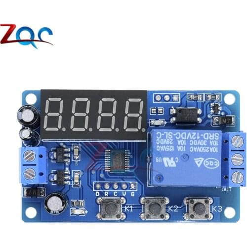 Countdown Time Delay Relay Module DC 12V 4 digit LED Digital Timer Control Switch PLC Timing Anti Reverse Voltage Regulator
