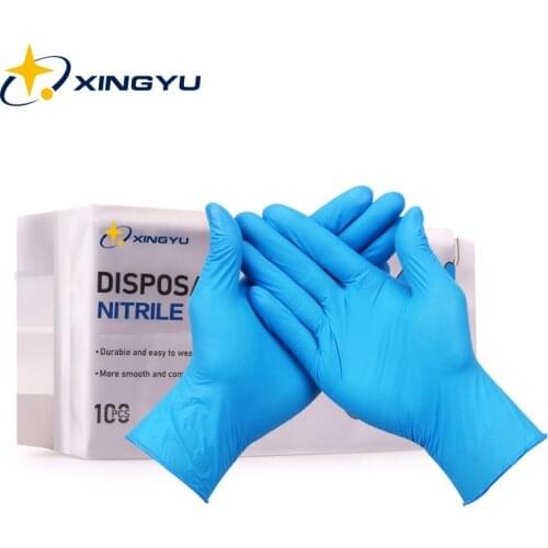 Nitrile Gloves 100pcs/pack Xingyu Blue Food Grade Waterproof Allergy Free Disposable Work Safety Glove Disposable Nitrile Gloves
