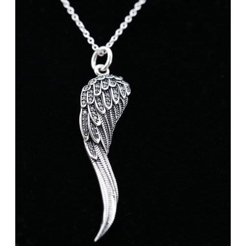S925 Sterling Silver Necklace Eagle Wings Clear Cubic Zirconia Necklaces For Women Wedding Party Gift fit Lady Jewelry