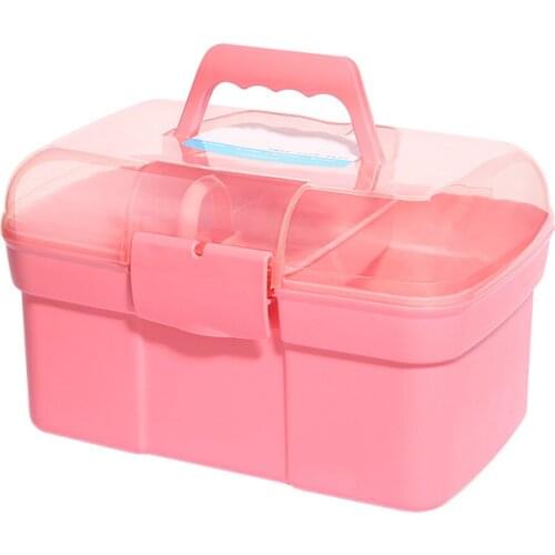 Portable 2 Tier Table Cosmetic Storage Box Plastic Scissors Toiletry Organizer Nail Polish Container Nail Storage Box Accessorie