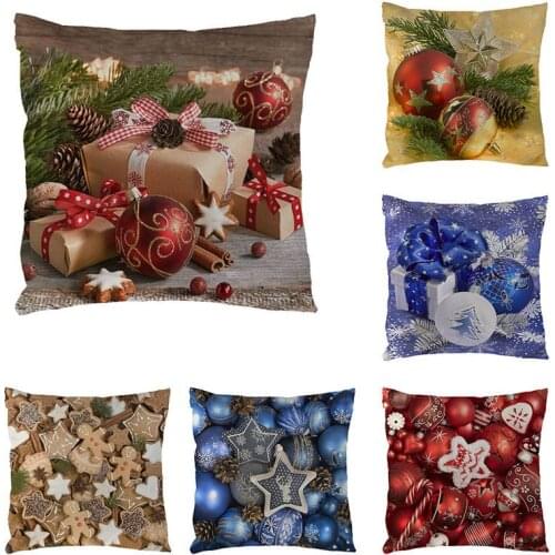 Christmas Cushion Cover Print Sofa Car Christmas Ball Home Decor Cojines Decorativos Pillowcase Housse De Coussin 1660
