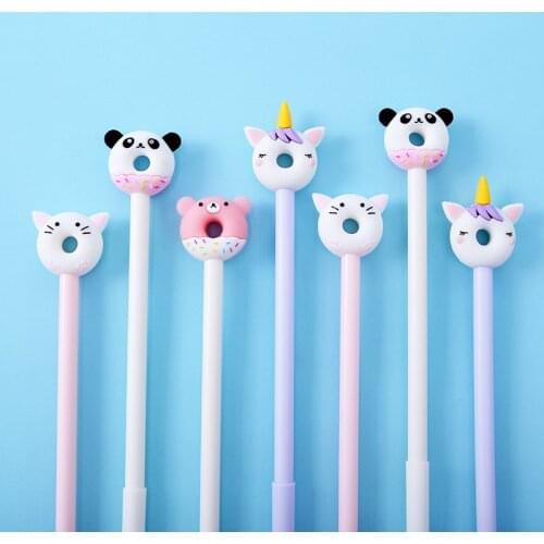 24 Pcs/Lot Cut Animal Gel Pen Ballpoint 0.5mm Black Ink Pens for Writing Cute Bear Panda Unicorn Wholesale Office School FB122