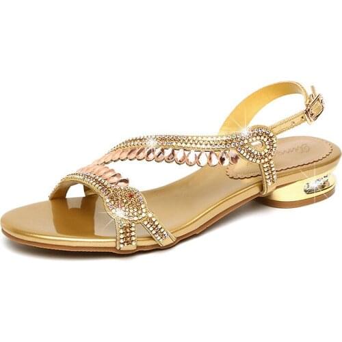 Women Sandals Summer New 2021 Fashion Flat Shoes Beach The Crystal Decoration For Shoes Luxury Smart Casual Pumps Scarpins