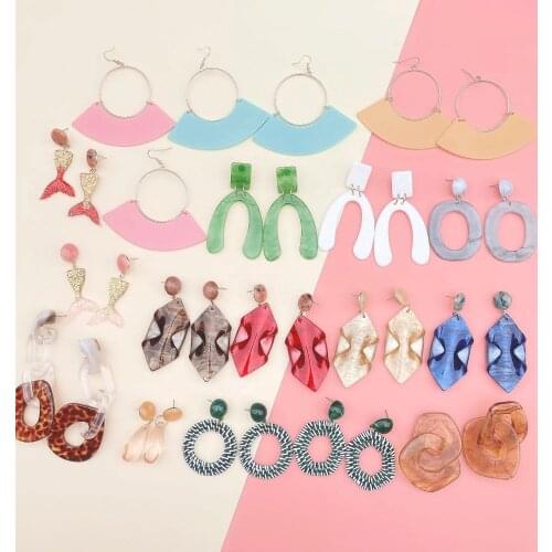 Heavy industry geometric exaggeration large European and American style resin acetate east door acrylic Earrings