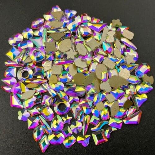 360pcs Glass Crystal AB Nail Art Rhinestones Flatback Mix Shape Glitter Strass Nail Gem High Quality Rhinestones for Decoration