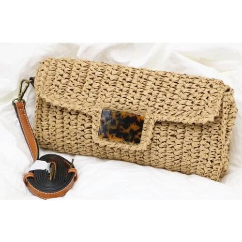 TOBO New Summer Rattan Bag Pillow Clutch Straw Bag High Quality Beach Messenger Bags Acrylic Leisure Holiday Woven Envelope Bags