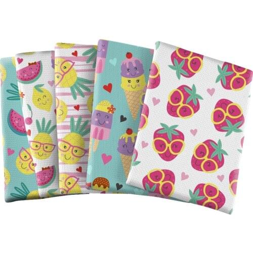 Bullet Fabric Printed Summer Cartoon Fruit Polyester Fabric DIY Kids Home Textile for Sewing Cloth 50*145cm