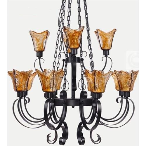 Retro glass chandelier Tiffany industrial lighting for dining room American vintage lamp glass lampshade Cafe lighting lamparas