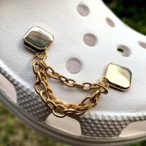 Vintage Punk Charms for Crocs DIY Quality Colorful Chain Shoe Charms for Crocs Luxury Rhinestone Clogs Shoes Buckle Hot Sale