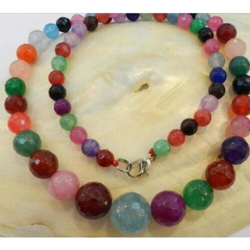 Jewelry Beautiful 6-14mm Picasso Round Bead necklace 17.5" Many color can choose