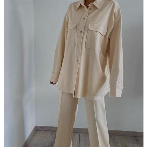 MESTTRAF Women 2021 Fashion Pocket Solid Color Top Coat Retro Long Sleeve Lapel Casual Button Coat Streetwear