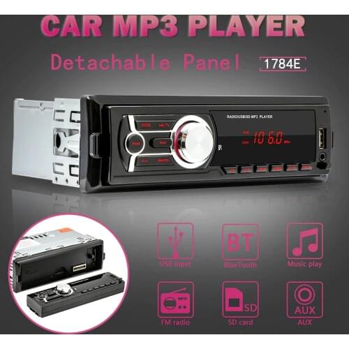 1 Din Detachable Bluetooth Car MP3 Audio Player LED Screen SD AUX USB FM Receiver Car Stereo MP3 Music Player Free Shipping