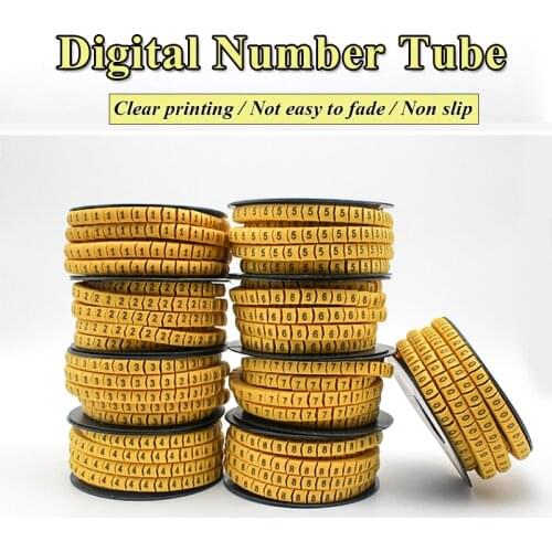 10 Rolls Number Tube 0.5-10 Square 1 1.5 2.5 4 6 Square Number Tube Cable Marker Colorful Mark Wire M Number 0 to 9