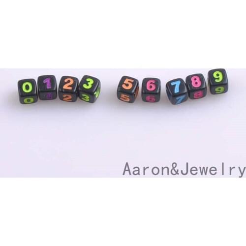 7mm 100pcs Mixed color Number Cube Acrylic neon Beads For Jewelry making DIY YKL0356X