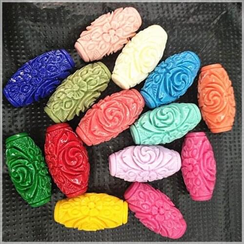 12pcs nice carving flowers clay beads for diy beads accessories matching beads for bracelets making necklace match 31x16mm