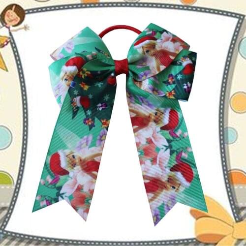 20pcsFree Shipping lot Kids4.5" Cheer Bows, Three Layers Cheerleading Bow,Girl Elastic Band With Ponytail,Sequin Hairbows