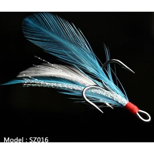 Lot 20pcs Fish hook 2 4 6 8 10# Black Fishing Hooks with Feather Fly Fishing Tackle High Carbon Steel Barbed Sharp Hooks SZ016