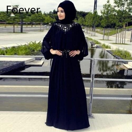2019 Arabic Muslim Long Sleeves Robe de Mariage Hijab Dubai Moroccan Crystal Caftan Dark Blue Event Gown Women Prom dress