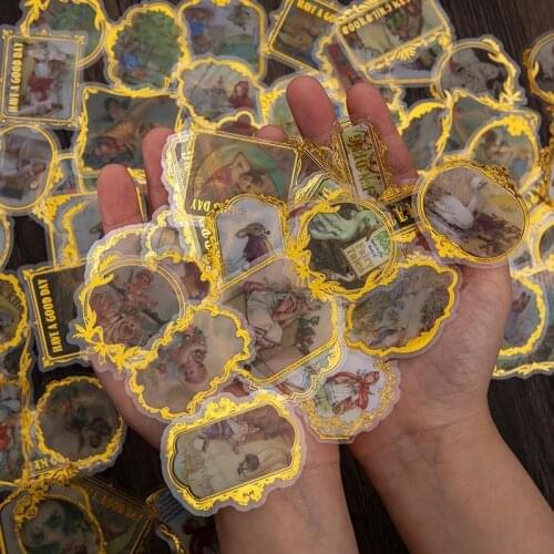 30pcs/1lot Kawaii Stationery Stickers Alice childhood Gold Book Diary Decorative Mobile Stickers Scrapbooking DIY Craft Stickers