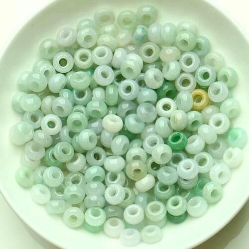 50PCS Fine Natural Light Color Jade Jadeite Bead DIY Round Loose Bead Pendant Size: 8x3.5mm