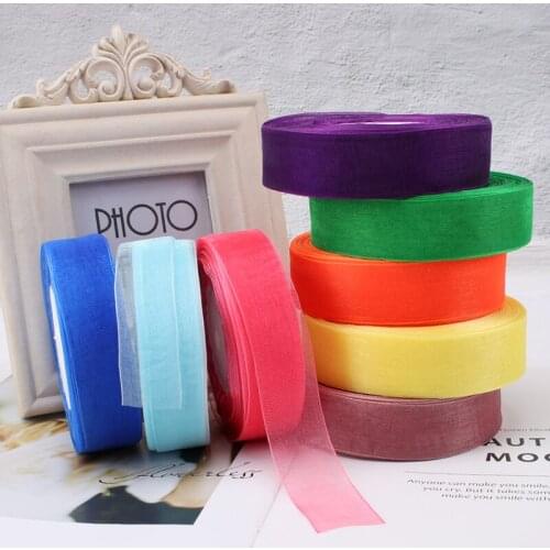 50 Yards/roll) (12mm-40mm) Organza Ribbon Wedding Party Gift Wrapping Decoration Christmas Silk Ribbons Lace Fabric DIY Crafts