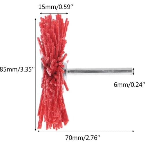 Deburring Abrasive Steel Wire Brush Head Polishing Red Nylon Wheel Shank